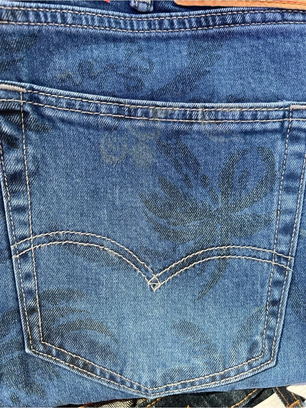 38x32 Levi's 541 Athletic Fit Jeans in Dark Blue with palm tree print